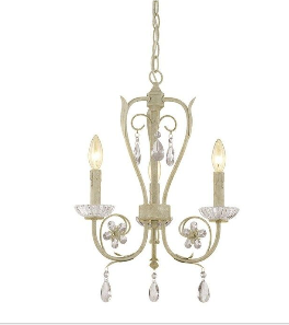 CLARA 3LT ANTQ WHT CHANDELIER