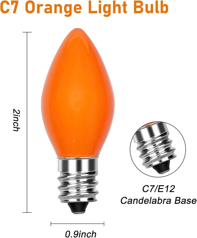 C7 Orange Candelabra bulbs