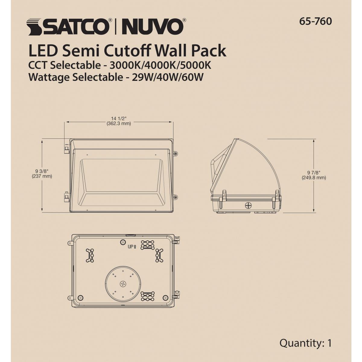 LED CUTOFF WALL PACK CCT&WATT