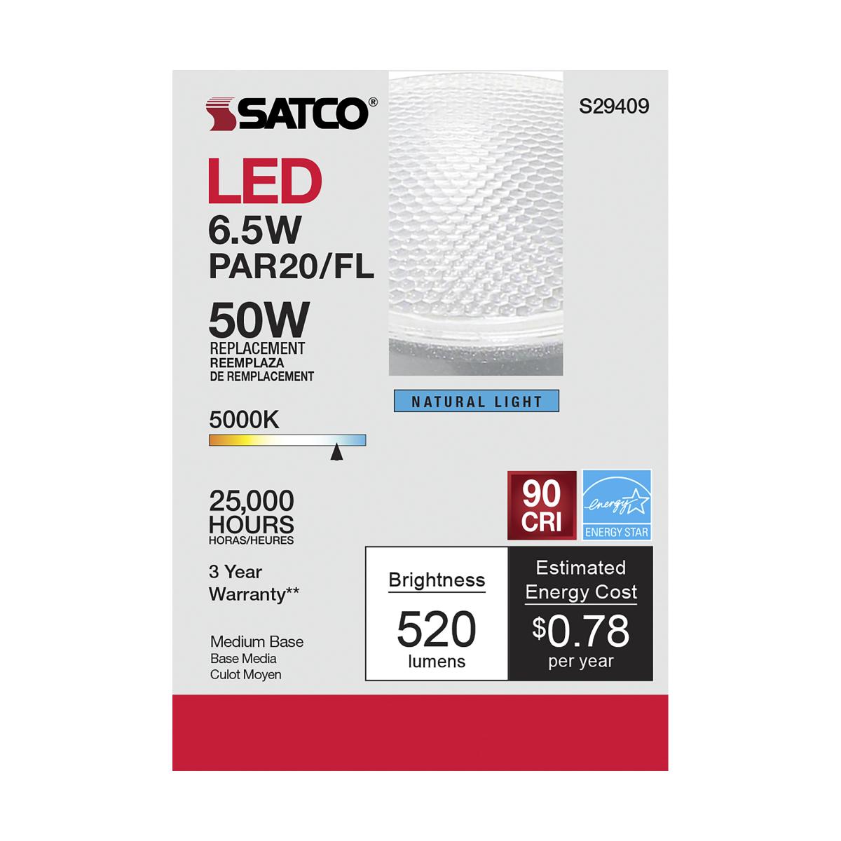 6.5 Watt; PAR20 LED; 5000K; 40