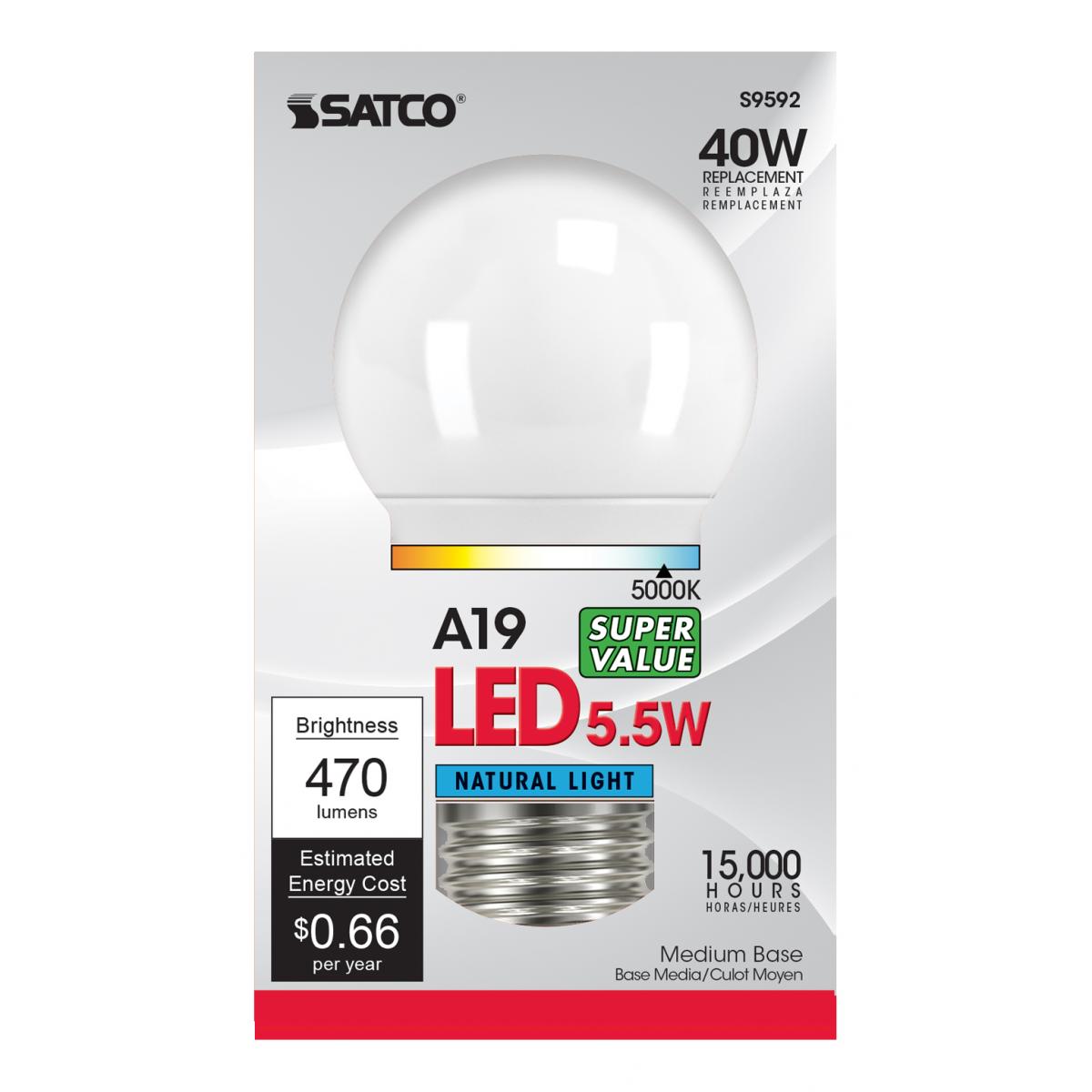 6.5W LED 5000K 450L A19 NOT DIMMABLE