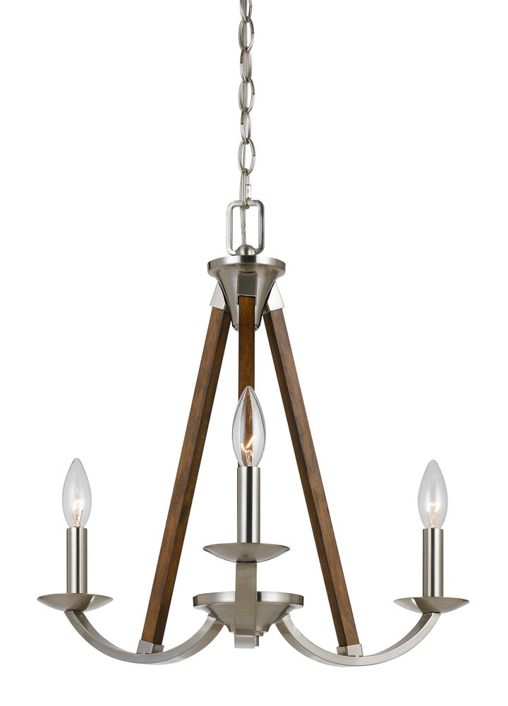 3LT MONICA METAL/WOOD CHANDELIER